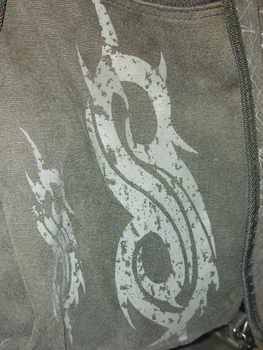 Graphic Canvas Backpack with Red Logo Detail